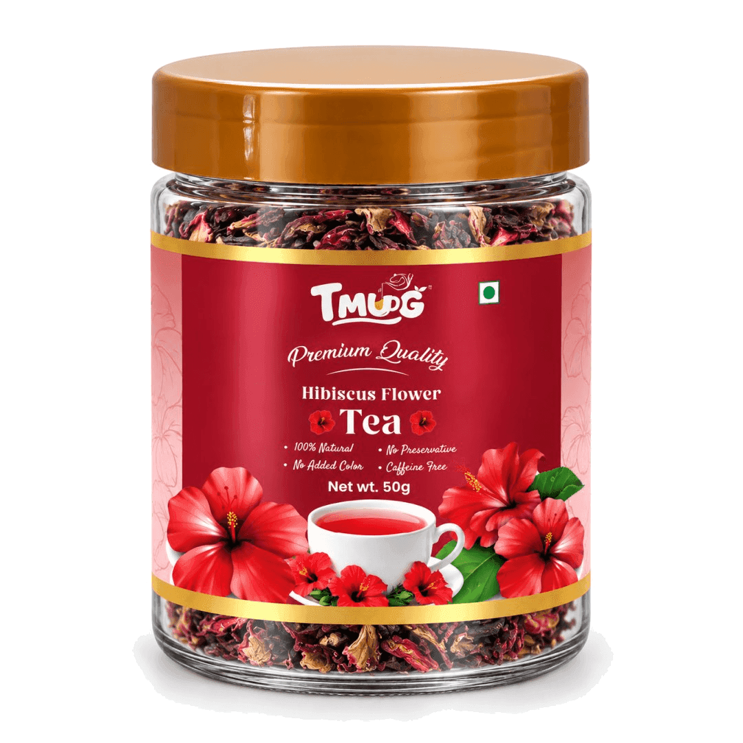 TMUG hibiscus flower tea 50g jar with dried red hibiscus petals